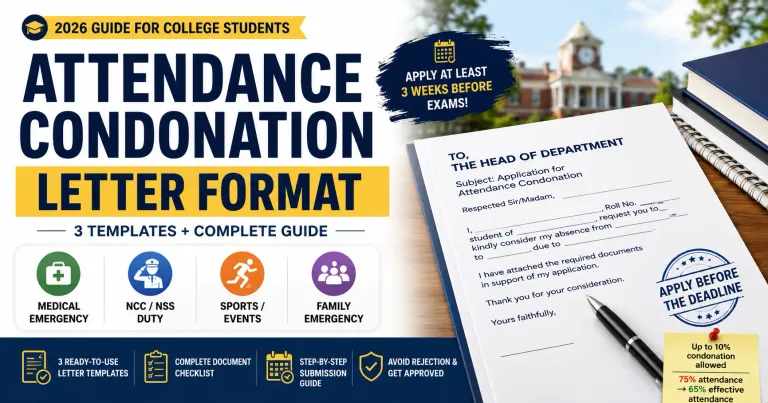 Attendance Condonation Letter Format for College: 3 Templates + Complete Guide (2026)