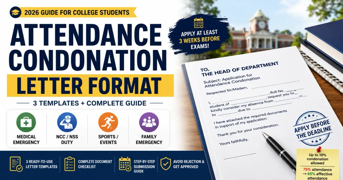 Attendance Condonation Letter Format for College: 3 Templates + Complete Guide (2026)